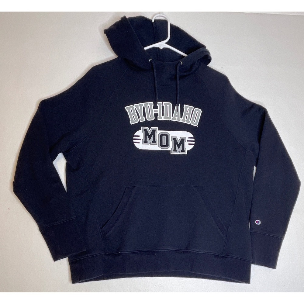 Champion Women Hoodie BYU-Idaho Mom Collegiate Pullover XL Navy Blue